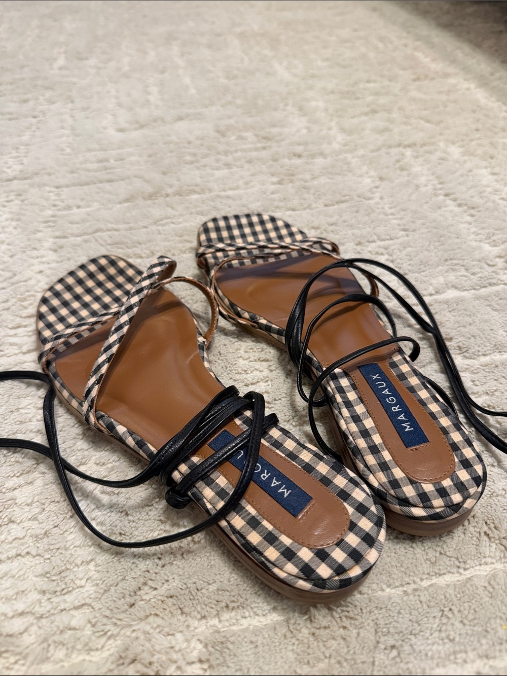 Margaux The Wrap Sandal in Black Gingham